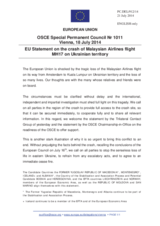 Statement by the Italian EU Presidency on the tragic crash of the Malaysian Airlines Flight MH17 in Ukraine