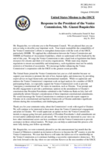 Statement by the Delegation of the United States in response to the address by the President of the Venice Commission, Mr. Gianni Buquicchio