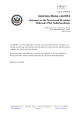 Statement by the Delegation of the United States of America on the abduction of Ukrainian servicewoman Ms. N. Savchenko