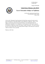 Statement by the Delegation of the United States of America on the case of Mr. A. Sodiqov in Tajikistan