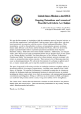 Statement by the Delegation of the United States of America on the human rights situation in Azerbaijan