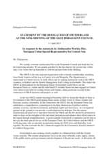Statement by the Delegation of Switzerland in response to the address by the European Union Special Representative for Central Asia, Ambassador Patricia Flor