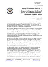 Statement by the Delegation of the United States in response to the report by the Head of the OSCE Mission to Montenegro, Ambassador Lubomir Kopaj