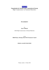 Report by the OSCE High Commissioner on National Minorities to the Permanent Council