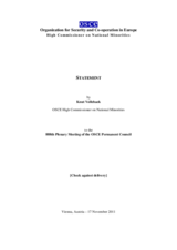 Report by Knut Vollebaek, OSCE High Commissioner on National Minorities, to the Permanent Council