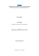 Report by Knut Vollebaek, OSCE High Commissioner on National Minorities