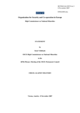 Inaugural statement by the OSCE High Commissioner on National Minorities to the OSCE Permanent Council