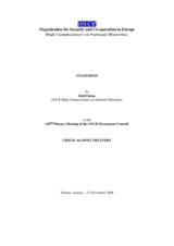 Report by the OSCE High Commissioner on National Minorities, Rolf Ekeus