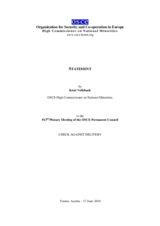 Report by the OSCE High Commissioner on National Minorities to the Permanent Council