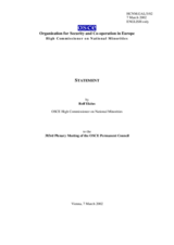 Report by Rolf Ekeus, OSCE High Commissioner on National Minorities, to the 383rd Plenary Meeting of the OSCE Permanent Council