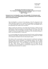Statement by the Czech Republic in reply to the Principality of Liechtenstein under Agenda item: Review of the Implementation of OSCE Commitments in the Economic and Environmental Dimension