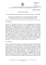 Statement by the Delegation of Liechtenstein to Agenda Point: Review of the Implementation of OSCE Commitments in the Economic and Environmental Dimension