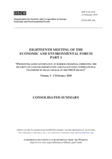 Consolidated Summary of the 18th OSCE Economic and Environmental Forum: Part 1