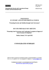 Consolidated Summary of the 2nd Preparatory Meeting of the 20th OSCE Economic and Environmental Forum