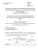 Water resourses- factor of security, cooperation and development of the Central-Asian region. Problems and ways of their resolving. Questions and prospects