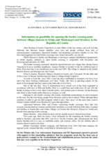 Information on possibility for opening the border crossing point between villages Jamena in Srbija and Montenegro and Strosinci, in the Republic of Croatia