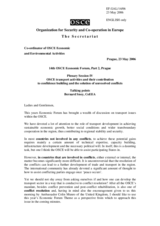 Talking points by Mr. Bernard Snoy, Co-ordinator of OSCE Economic and Environmental Activities