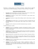 OSCE Parliamentary Assembly Resolution on Energy Security