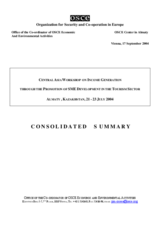 Consolidated summary of the Central Asia Workshop in Almaty