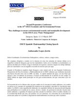 OSCE Spanish Chairmanship closing speech by Ambassador Lopez-Jorrin