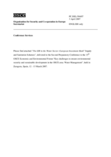 Presentation by the European Investment Bank on the EIB in the Water Sector: Supply and Sanitation Schemes