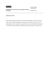 Presentation by Mr. Alexander Mironenkov, Adviser on water and energy issues, EurAsEC