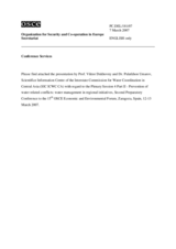 Presentation by Prof. Viktor Dukhovny and Dr. Pulatkhon Umarov, Scientifice Information Centre of the Interstate Commission for Water Coordination in Central Asia (SIC ICWC CA)