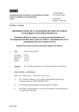 Journal of the 15th Meeting of the Economic and Environmental Forum, Part I (fr)