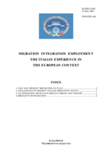 Contribution by the Delegation of Italy, "Migration, Integration, Employment. The Italian Experience in the European Context."