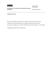 Statement by Mr. R. Latipov, Deputy Chairman of the State Committee on Environment and Forestry, Tajikistan (ru)