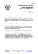 Statement by the Delegation of the United States of America on the border clashes between Kyrgyzstan and Tajikistan