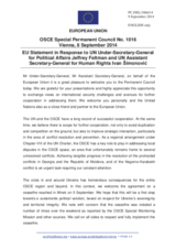 Statement by the Italian EU Presidency in response to the address by the UN Under-Secretary-General for Political Affairs, Mr. Jeffrey Feltman and by UN Assistant Secretary-General for Human Rights, Mr. Ivan Šimonović