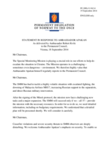 Statement by the Delegation of Norway in response to the report by the Chief Monitor of the OSCE Special Monitoring Mission to Ukraine, Ambassador Ertugrul Apakan