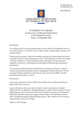Statement by the Delegation of Norway on the ongoing violations of OSCE principles and commitments by the Russian Federation and the situation in Ukraine