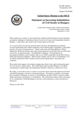 Statement by the Delegation of the United States of America on the intimidation of civil society in Hungary