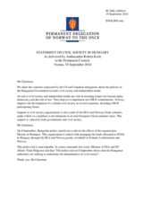 Statement by the Delegation of Norway on the intimidation of civil society in Hungary