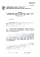 Statement by the Delegation of Armenia on the death of Mr. K. Petrosyan in custody in Azerbaijan