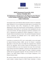 Statement by the Italian EU Presidency in response to the report by the Director of the Conflict Prevention Centre, Ambassador Adam Kobieracki