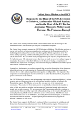 Statement by the Delegation of the United States of America in response to the report by the Head of the OSCE Mission to Moldova, Ambassador Michael Scanlan, and to the address by the Head of the EUBAM, Mr. Francesco Bastagli