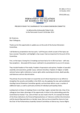 Presentation by the Chairperson of the Human Dimension Committee, H.E. Ambassador Robert Kvile