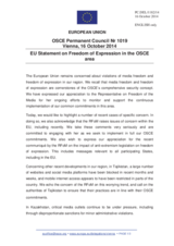 Statement by the Italian EU Presidency on the freedom of expression in the OSCE area