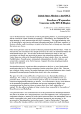 Statement by the Delegation of the United States of America on the freedom of expression in the OSCE area
