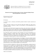 Statement by the Delegation of Latvia on the Herberts Cukurs play in Latvia