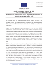 Statement by the Italian EU Presidency in response to the report by the Director of the Office for Democratic Institutions and Human Rights (ODIHR), Mr. Michael Georg Link, on the Human Dimension Implementation Meeting