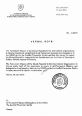 Response by the Delegation of Slovakia to the Questionnaire on the Code of Conduct on Politico-Military Aspects of Security