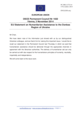 Statement by the Italian EU Presidency on the humanitarian assistance to the Donbas areas of Ukraine