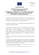 Statement by the Italian EU Presidency in response to the report by the OSCE Representative to the Latvian-Russian Joint Commission on Military Pensioners, Lieutenant Colonel Helmut Napiontek