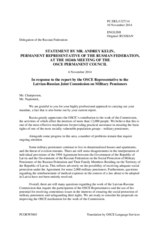 Statement by the Delegation of the Russian Federation in response to the report by the OSCE Representative to the Latvian-Russian Joint Commission on Military Pensioners, Lieutenant Colonel Helmut Napiontek