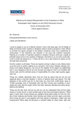 Address by the Special Representative of the Chairperson-in-Office Ambassador Heidi Tagliavini to the OSCE Permanent Council