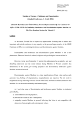 Remarks by Ambassador Omur Orhun, Personal Representative Of The Chairman-In- Office Of The OSCE On Combating Intolerance And Discrimination Against Muslims